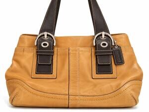 Vintage Coach Soho F10911 Camel Tan Brown Leather Satchel Y2K Buckle Handbag